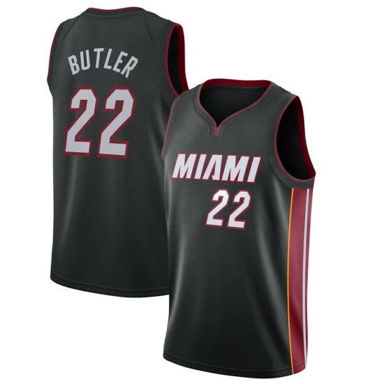 SheShow Men's Miami Heat Jimmy Butler Black Jersey Tops