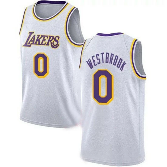 SheShow Men's Los Angeles Lakers Russell Westbrook #0 White Jersey Tops