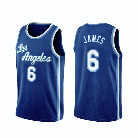 SheShow Men's Los Angeles Lakers LeBron James 6# Blue Classic Edition Jersey Tops