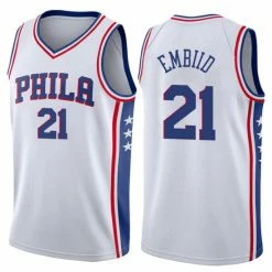 SheShow Men's Philadelphia 76ers Joel Embiid Royal Jersey White Tops
