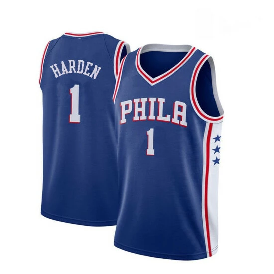 SheShow Mens Philadelphia 76ers James Harden Royal 2021-22 Icon Edition Jersey Tops Blue