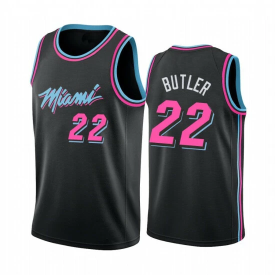 SheShow Men's Miami Heat Jimmy Butler City Edition Jersey - Black Tops