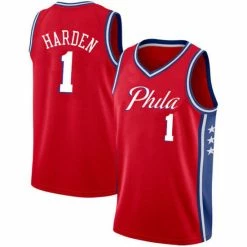 SheShow Mens Philadelphia 76ers James Harden 2021-22 Red Statement Edition Jersey Tops