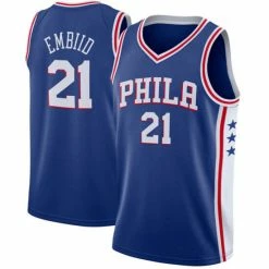 SheShow Men's Philadelphia 76ers Joel Embiid Royal Jersey Tops Blue