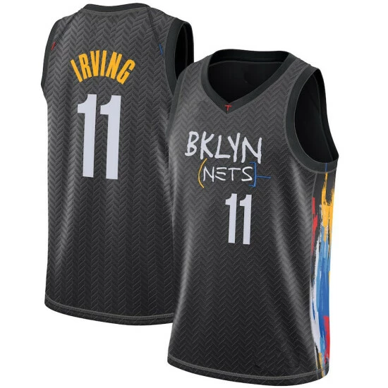SheShow Mens Brooklyn Nets Kyrie Irving 2020-21 City Edition Jersey - Black Tops
