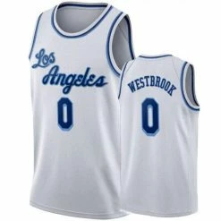 SheShow Men's Los Angeles Lakers Russell Westbrook #0 Classic Edition Jersey White Tops