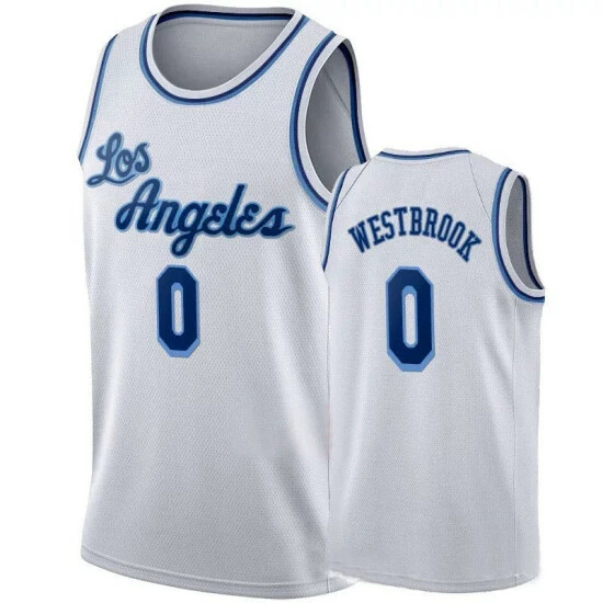 SheShow Men's Los Angeles Lakers Russell Westbrook #0 Classic Edition Jersey White Tops