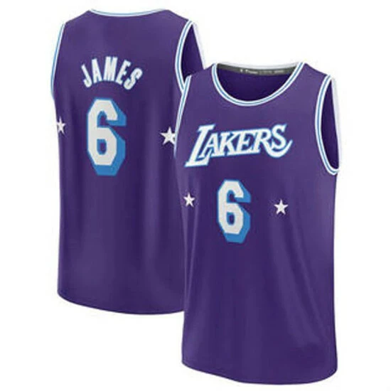 SheShow Men's Los Angeles Lakers LeBron James 2021-22 City Edition Jersey Tops Purple
