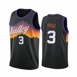SheShow Men's Phoenix Suns Chris Paul #3 City Edition Jersey - Black Tops