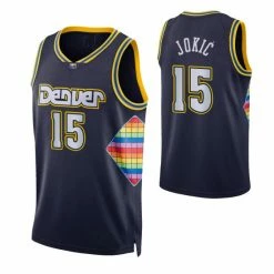 SheShow Men's Denver Nuggets Nikola Jokic 2021-22 City Edition Jersey - Navy Blue Tops