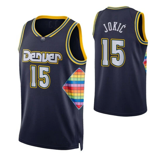 SheShow Men's Denver Nuggets Nikola Jokic 2021-22 City Edition Jersey - Navy Blue Tops
