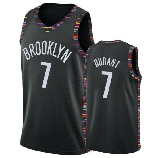 SheShow Men's Brooklyn Nets Kevin Durant City Edition Jersey - Black Tops