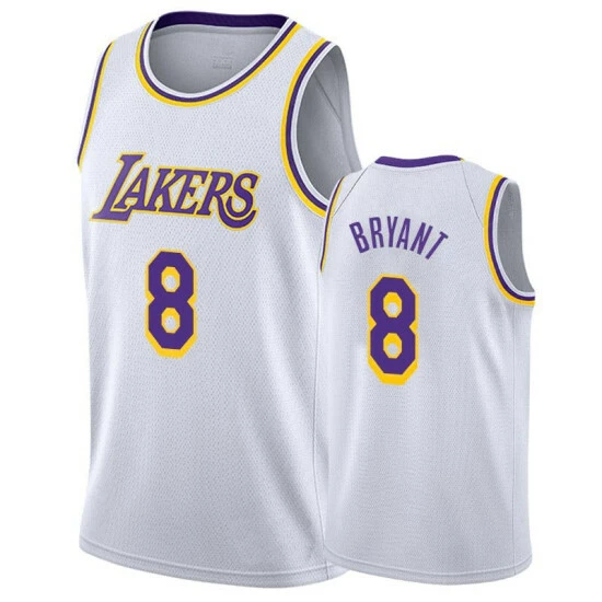 SheShow Mens Los Angeles Lakers Kobe Bryant #8 Swingman White Basketball Jersey Tops