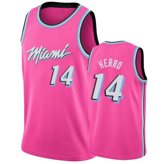 SheShow Men's Miami Heat Tyler Herro Earned Jersey Pink Tops