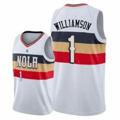 SheShow Men's New Orleans Pelicans #1 Zion Williamson 2019-20 Jersey - White Tops