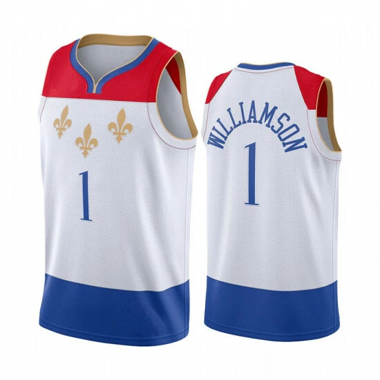 SheShow Men's New Orleans Pelicans Zion Williamson #1 Basketball Jersey White Tops