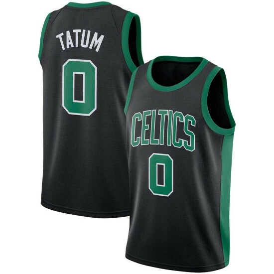 SheShow Men's Boston Celtics Jayson Tatum Black Jersey Tops