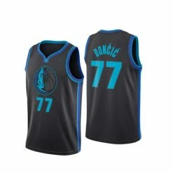 SheShow Men's Dallas Mavericks Luka Doncic #77 Black Basketball Jersey City Edition Tops