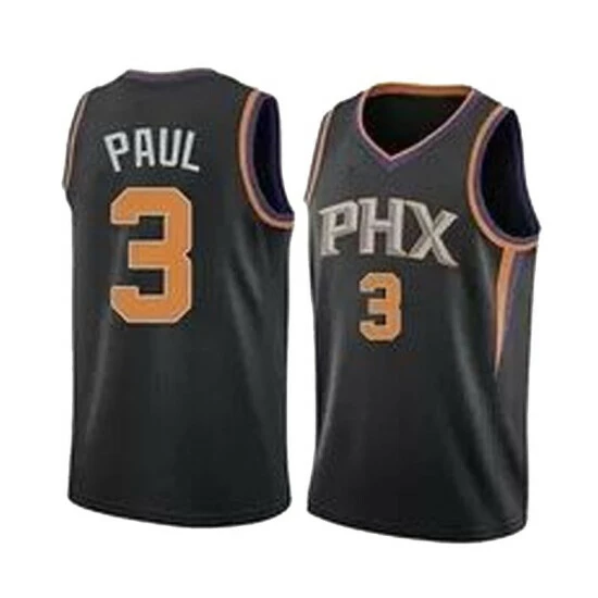 SheShow Men's Phoenix Suns Chris Paul #3 Basketball Jersey - Black Tops