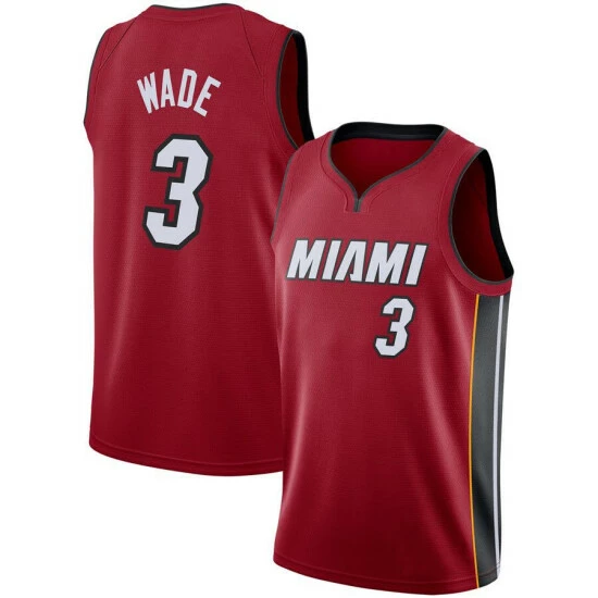SheShow Men's Miami Heat Dwyane Wade Jersey - Red Tops