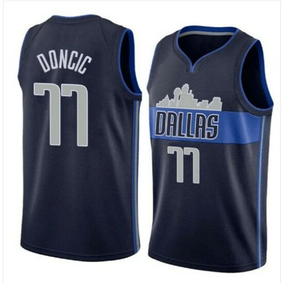 SheShow Men's Dallas Mavericks Luka Doncic Navy Jersey Tops Navy Blue