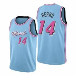 SheShow Men's Miami Heat Tyler Herro Blue 2019-20 City Edition Jersey Tops