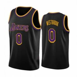SheShow Men's Los Angeles Lakers Russell Westbrook #0 Fast Break Replica Jersey Tops Black
