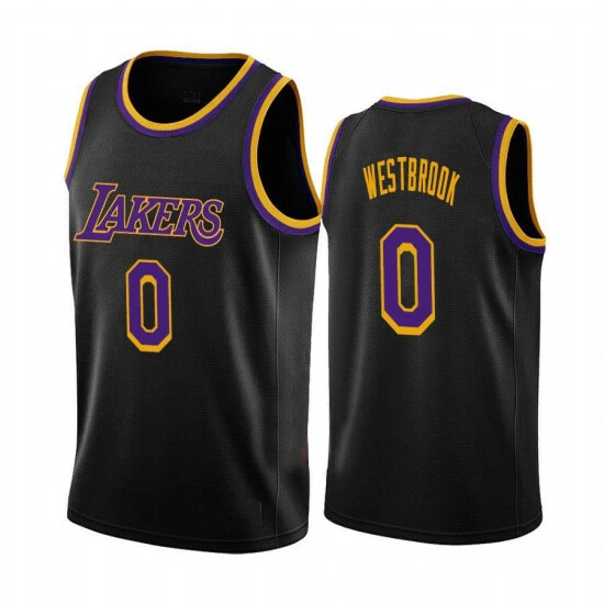 SheShow Men's Los Angeles Lakers Russell Westbrook #0 Fast Break Replica Jersey Tops Black