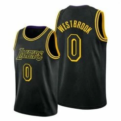 SheShow Mens Los Angeles Lakers Russell Westbrook Mamba Week Black Jersey Tops