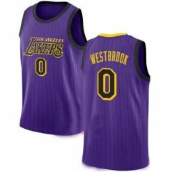 SheShow Men's Los Angeles Lakers Russell Westbrook #0 Purple City Edition Jersey Tops