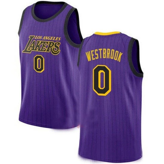 SheShow Men's Los Angeles Lakers Russell Westbrook #0 Purple City Edition Jersey Tops