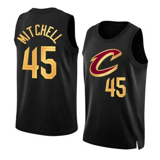SheShow Mens Cleveland Cavaliers Donovan Mitchell 2022-23 Black Statement Edition Jersey Tops
