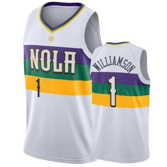 SheShow Men's New Orleans Pelicans Zion Williamson City Jersey Tops White