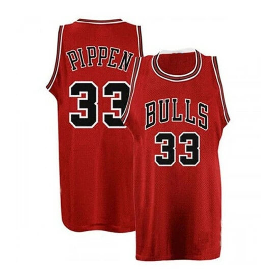 SheShow Men's Chicago Bulls #33 Scottie Pippen Throwback Jersey - Red Tops
