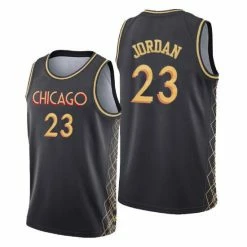 SheShow Men's Chicago Bulls Michael Jordan 23# Basketball Jersey - Black Tops