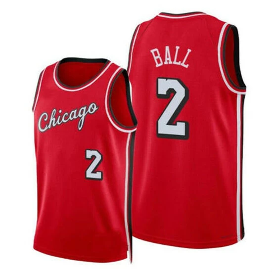 SheShow Men's Chicago Bulls Lonzo Ball 2021-22 City Edition Jersey - Red Tops