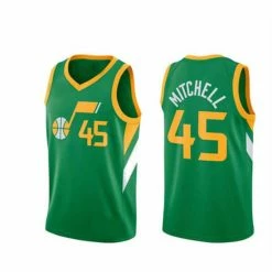 SheShow Mens Utah Jazz Donovan Mitchell 2020-21 Earned Edition Jersey Tops Green