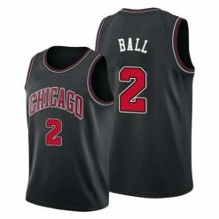 SheShow Mens Chicago Bulls Lonzo Ball Statement Edition Jersey Tops Black