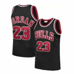 SheShow Mens Chicago Bulls Michael Jordan Black Hardwood Classics Jersey Tops