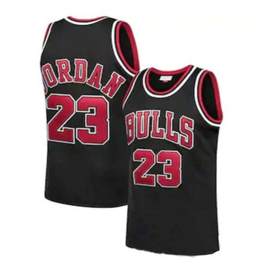 SheShow Mens Chicago Bulls Michael Jordan Black Hardwood Classics Jersey Tops