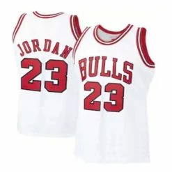 SheShow Mens Chicago Bulls Michael Jordan White Hardwood Classics Jersey Tops