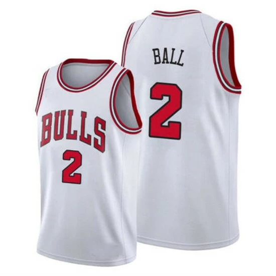 SheShow Mens Chicago Bulls Lonzo Ball White Association Edition Jersey Tops