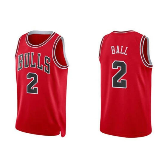 SheShow Mens Chicago Bulls Lonzo Ball Icon Edition Jersey Tops Red