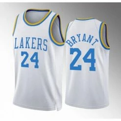SheShow Mens Los Angeles Lakers Kobe Bryant White 2022-23 Classic Edition Jersey Tops