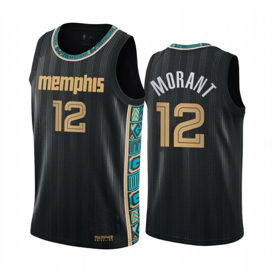 SheShow Men's Memphis Grizzlies Ja Morant #12 City Edition Jersey - Black Tops
