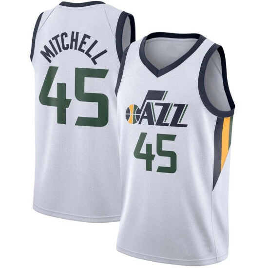 SheShow Men's Utah Jazz Donovan Mitchell White Jersey Tops