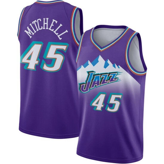 SheShow Men's Utah Jazz Donovan Mitchell Purple Hardwood Classics Finished Jersey Tops 3 SheShow Men's Utah Jazz Donovan Mitchell Purple Hardwood Classics Finished Jersey Tops
