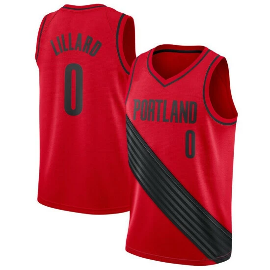 SheShow Men's Portland Trail Blazers Damian Lillard Red Jersey Tops