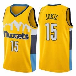 SheShow Men's Denver Nuggets Nikola Jokic Jersey - Yellow Tops