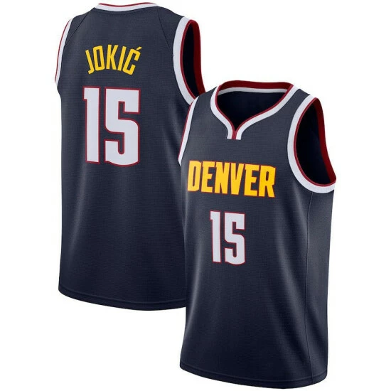 SheShow Men's Denver Nuggets Nikola Jokic Jersey - Navy Tops Navy Blue
